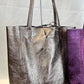 Genuine Leather Metallic Tote Bag