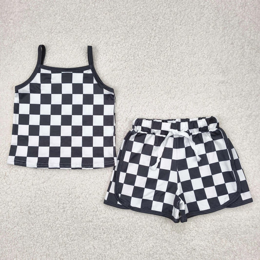 Kids Checkered Top and Shorts Set