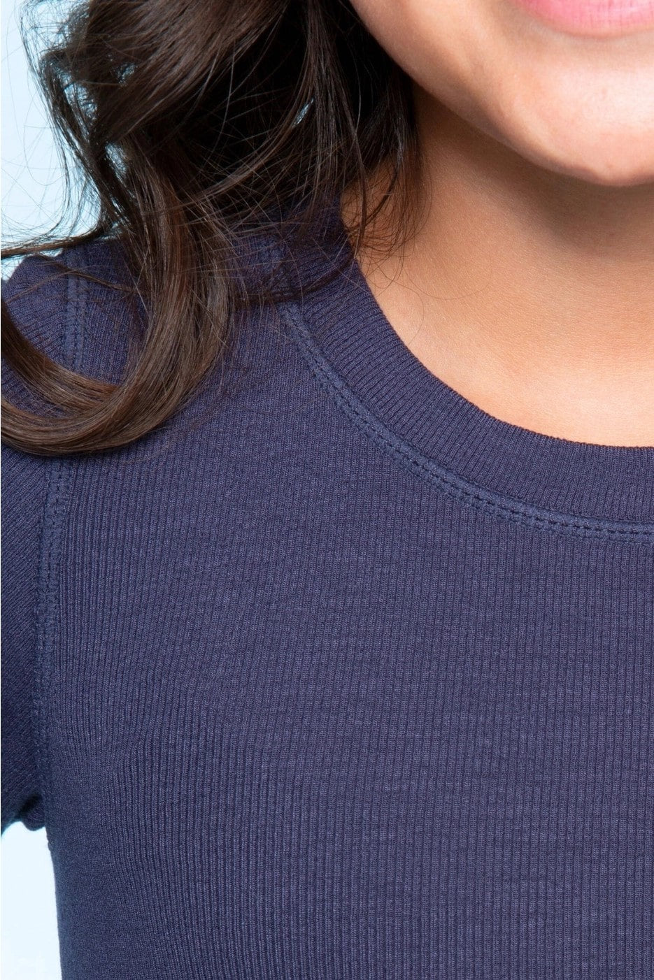 Kids Navy Blue Long Sleeve Fitted Tee