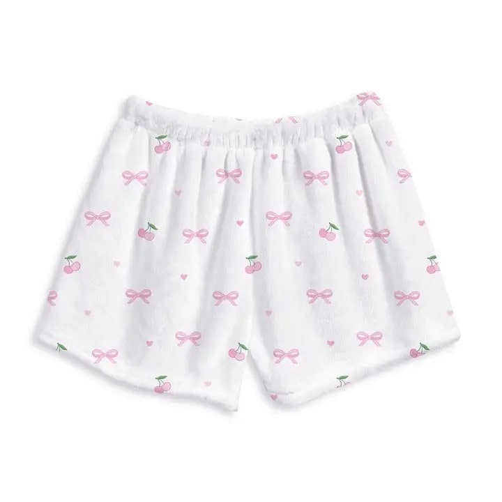 Kids Bow & Cherry Cozy Lounge Shorts