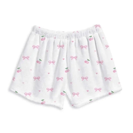 Kids Bow & Cherry Cozy Lounge Shorts