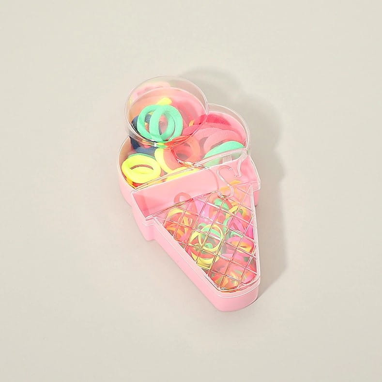 Kids Ice Cream Case Hair Elastics Set