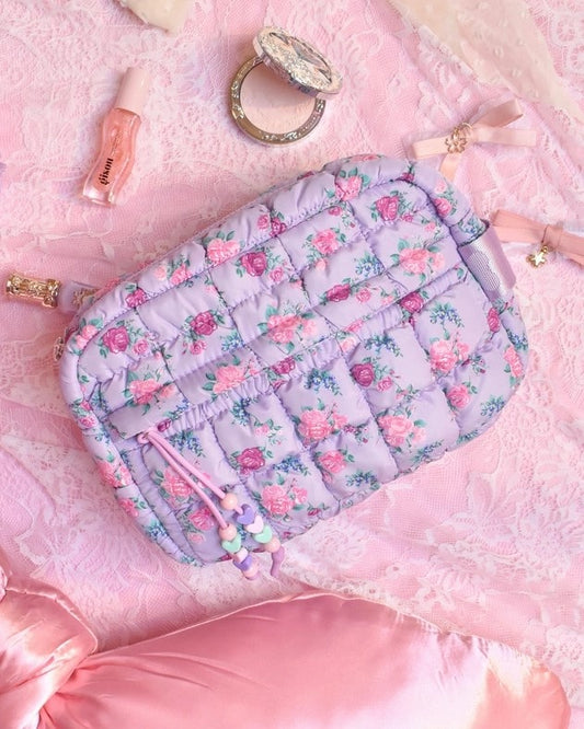 Quilted Floral Printed Pouch
