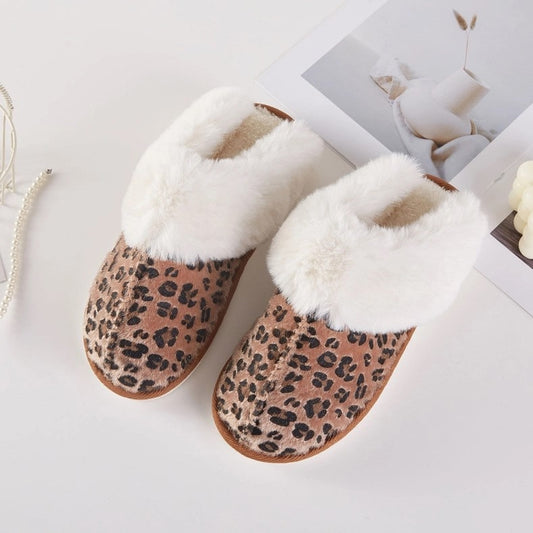 Women's Faux Fur Lined Leopard Slippers