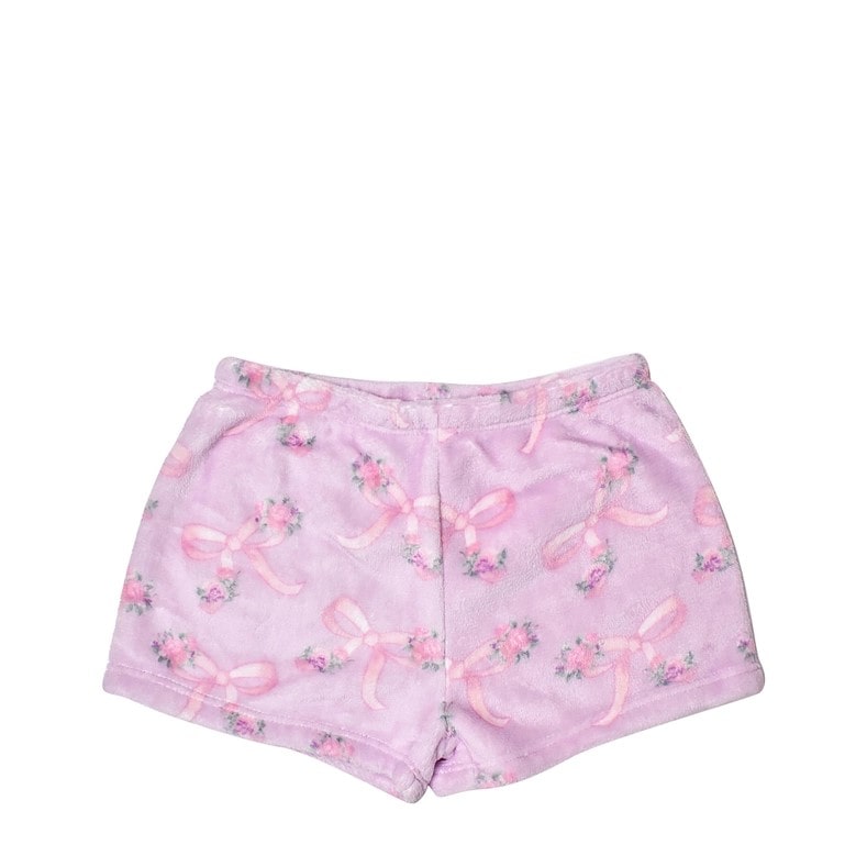 Kids Fleece Printed Floral Orchid Bow Shorts