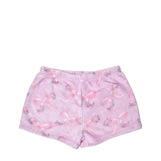 Kids Fleece Printed Floral Orchid Bow Shorts