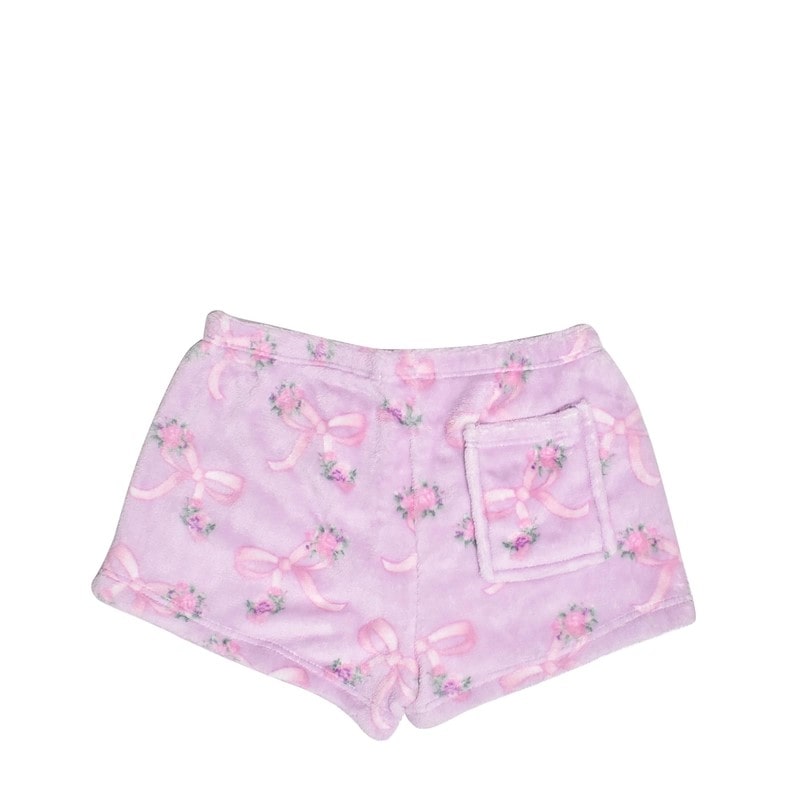 Kids Fleece Printed Floral Orchid Bow Shorts