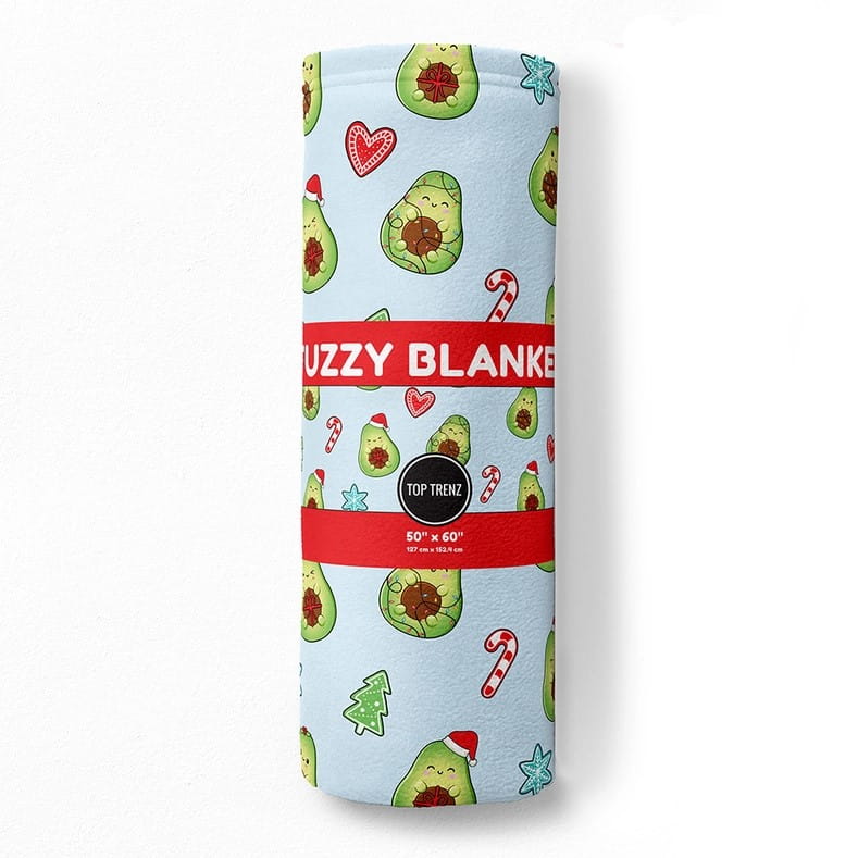 Avocado Holiday Fuzzy Throw Blanket