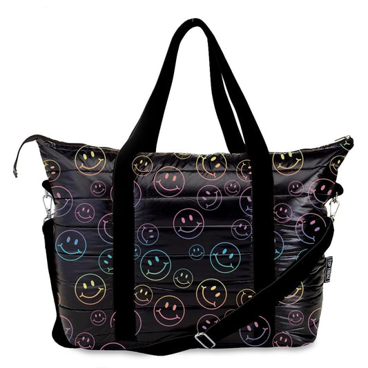 Black Puffer Happy Face Bag