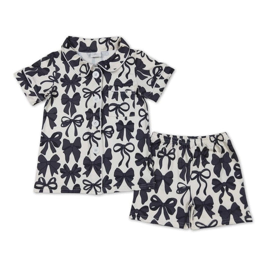Kids Short Sleeve/Shorts Bow Pajama Set