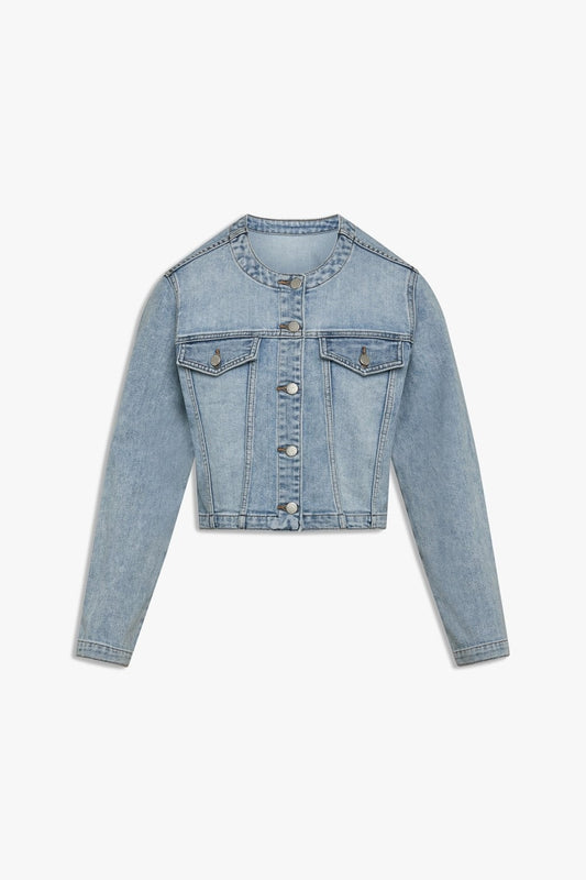Women's Collarless Denim Jacket