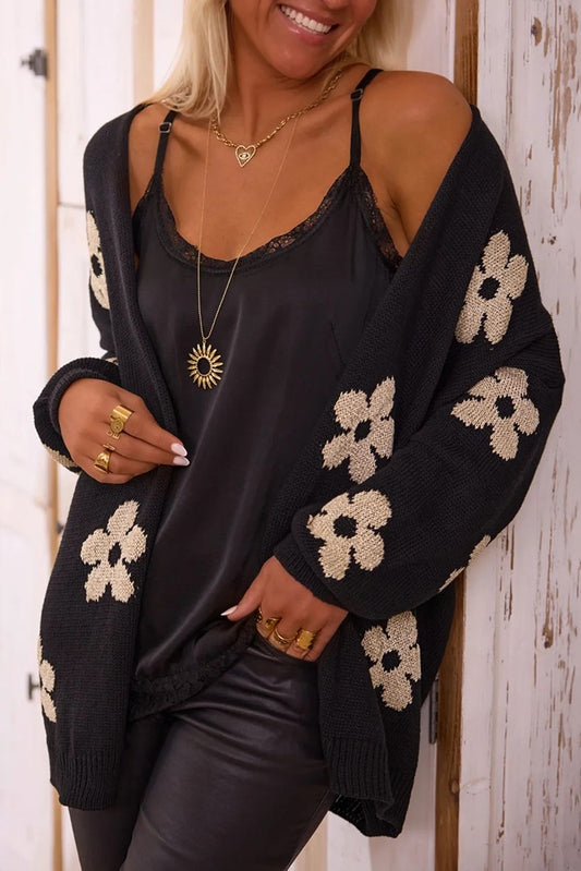 Women's Floral Print Knitted Cardigan