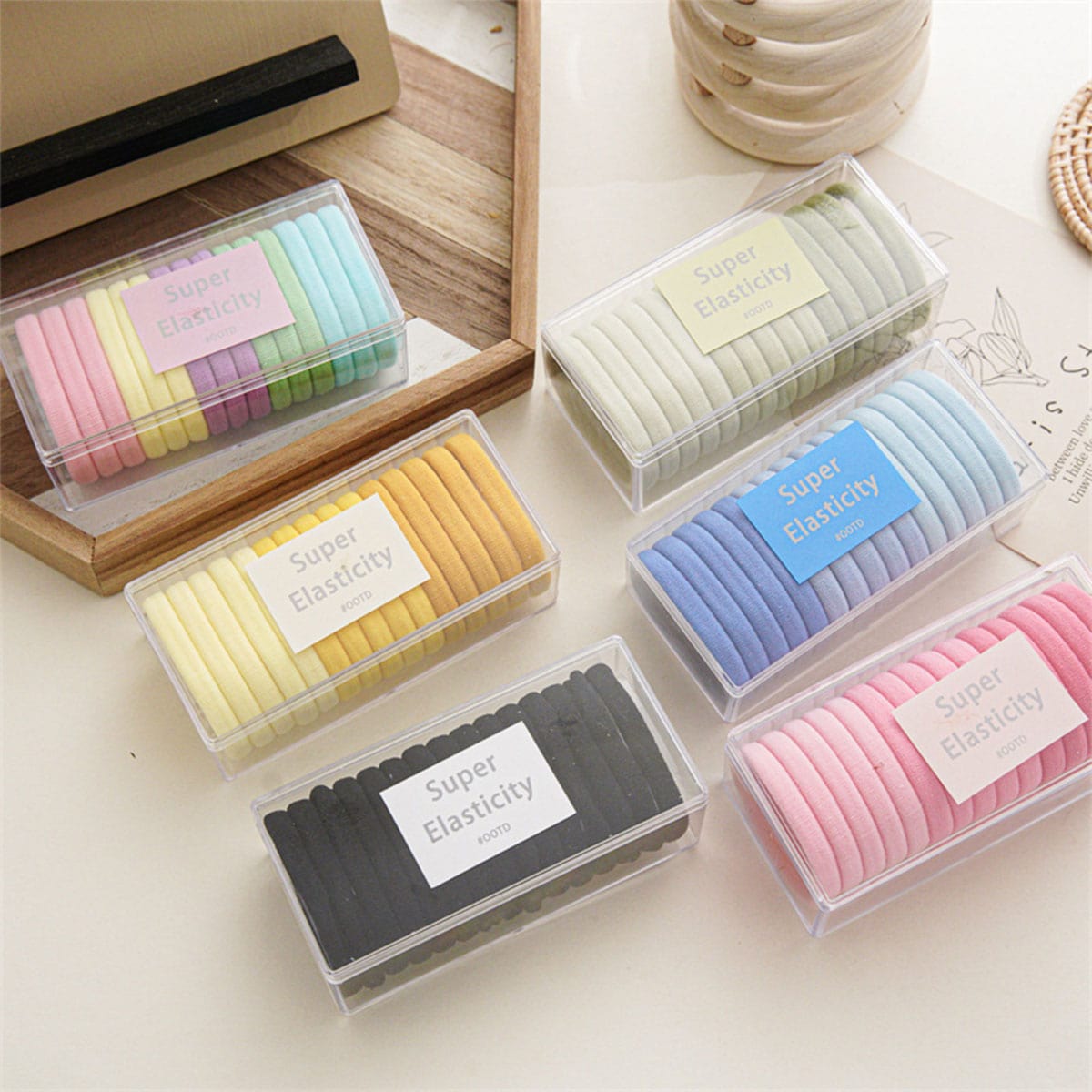 15 PCS/Box Super Stretchy Black Hair Elastics