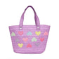 Purple Heart Patched Straw Tote Bag