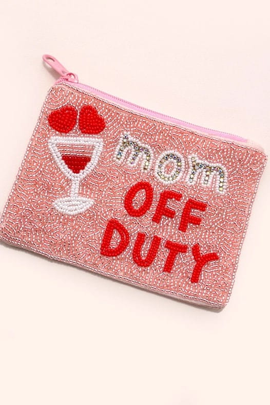 Mom Off Duty Seedbead Coin Purse/Pouch